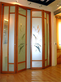 Двери гармошка с матовым рисунком цветок Стерлитамак
